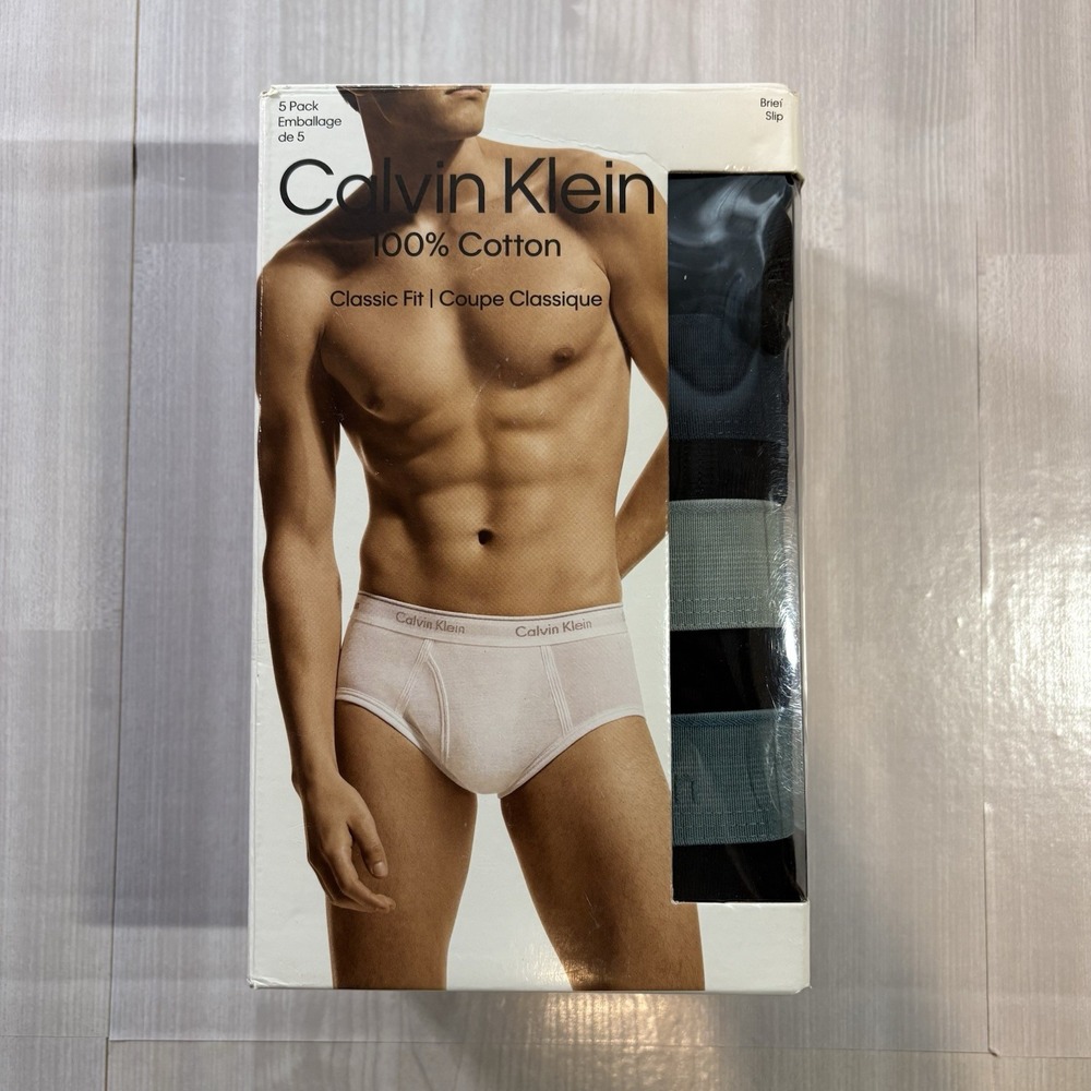 Calvin Klein Men's 100% Cotton Classic Fit 5-Pack Brief Size L LARGE